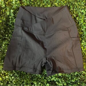 Black High-Waisted Bike Shorts with Wide Waistband
